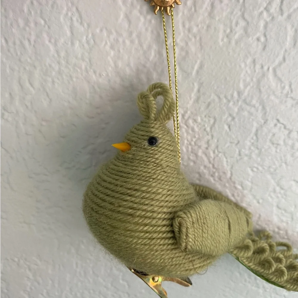 Green Yarn Bird Ornament
